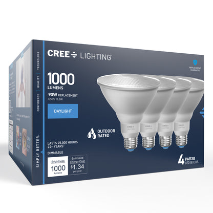 90W Replacement PAR38 Daylight Medium E26 Base Dimmable LED Light Bulb (4-Pack)