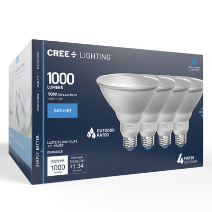 90W Replacement PAR38 Daylight Medium E26 Base Dimmable LED Light Bulb (4-Pack)