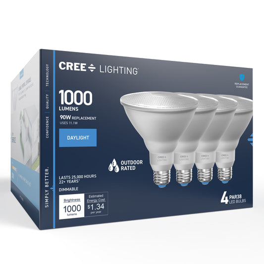 90W Replacement PAR38 Daylight Medium E26 Base Dimmable LED Light Bulb (4-Pack)