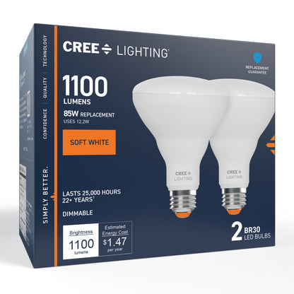 85W Replacement BR30 Soft White Medium E26 Base Dimmable LED Light Bulb (2-Pack)