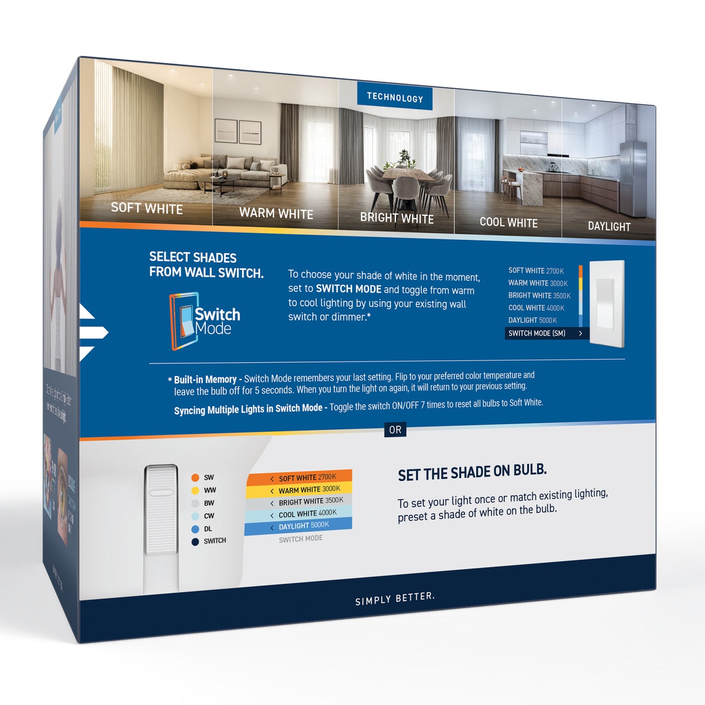 85W Replacement BR40 5 Shades + Switch Mode Medium E26 Base Dimmable LED Light Bulb (2-Pack)