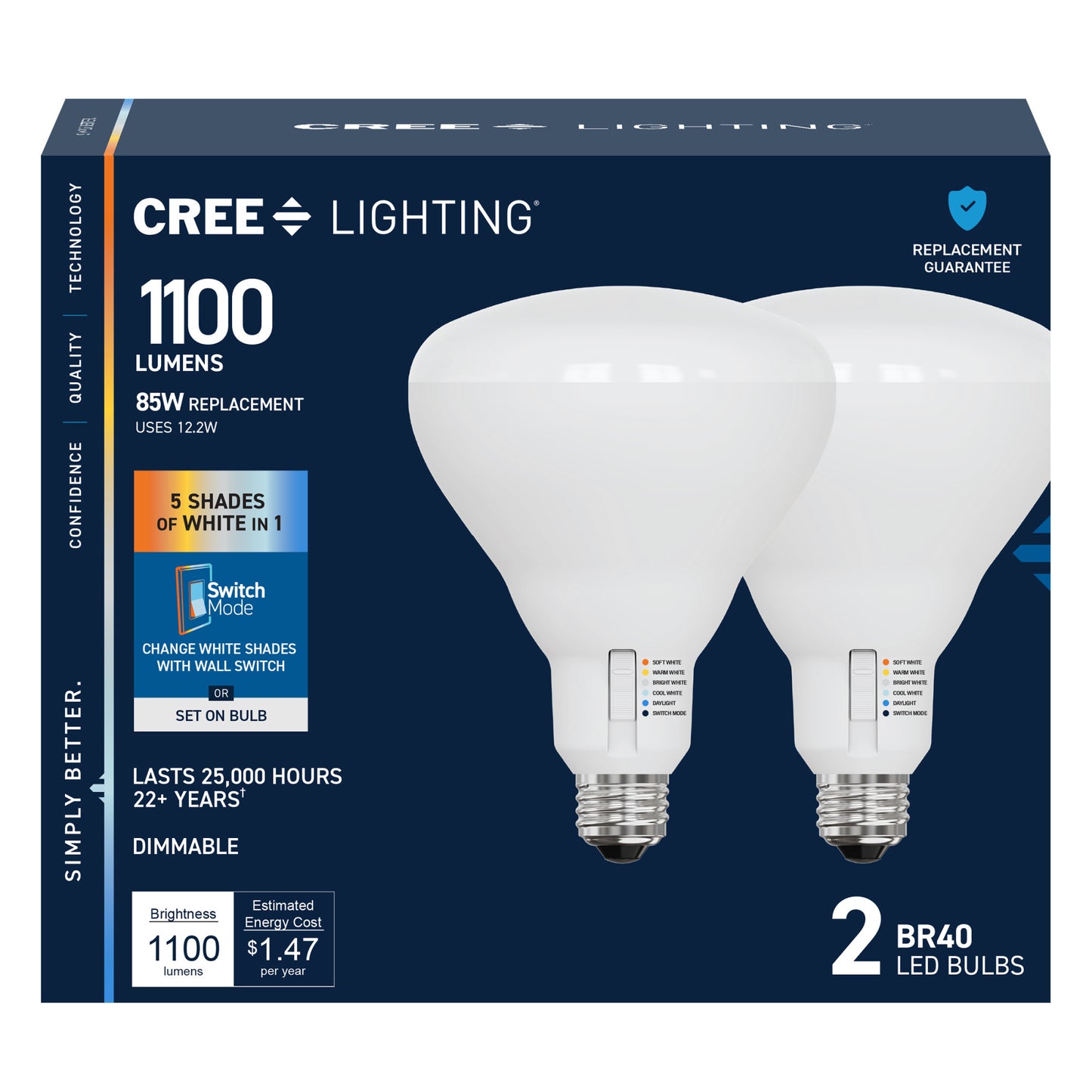 85W Replacement BR40 5 Shades + Switch Mode Medium E26 Base Dimmable LED Light Bulb (2-Pack)