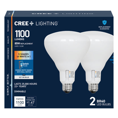 85W Replacement BR40 5 Shades + Switch Mode Medium E26 Base Dimmable LED Light Bulb (2-Pack)