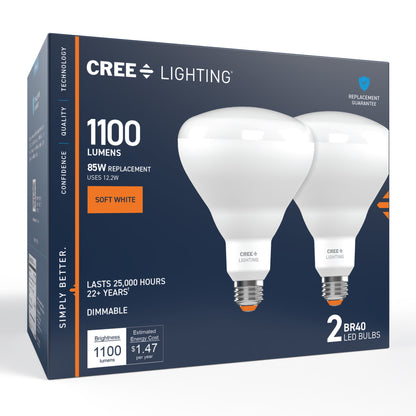 85W Replacement BR40 Soft White Medium E26 Base Dimmable LED Light Bulb (2-Pack)