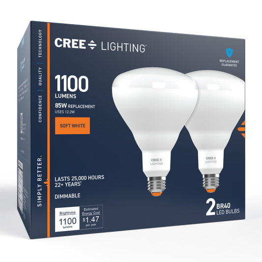85W Replacement BR40 Soft White Medium E26 Base Dimmable LED Light Bulb (2-Pack)