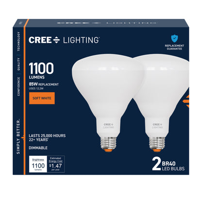 85W Replacement BR40 Soft White Medium E26 Base Dimmable LED Light Bulb (2-Pack)