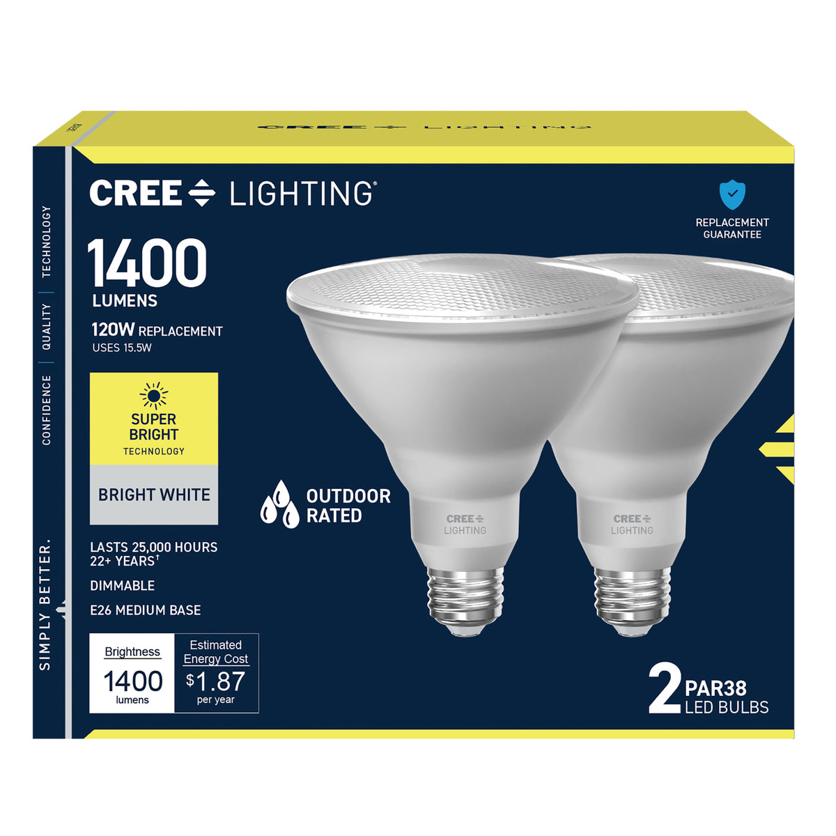 120W Replacement PAR38 Super Bright Bright White Medium E26 Base Dimmable LED Light Bulb (2-Pack)