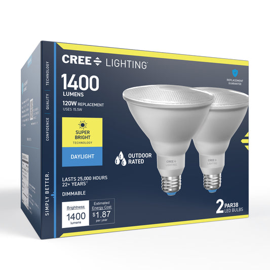 120W Replacement PAR38 Super Bright Daylight Medium E26 Base Dimmable LED Light Bulb (2-Pack)