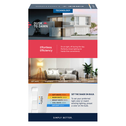 100W Replacement A19 Dusk to Dawn Switchable White Medium E26 Base Non-Dimmable LED Light Bulb