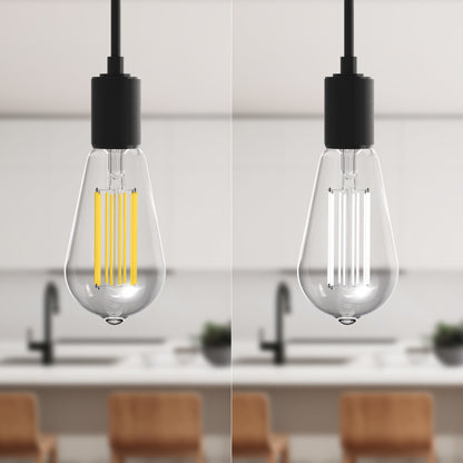 100W Replacement ST19 White Filament Soft White Medium E26 Base Dimmable LED Light Bulb (2-Pack)