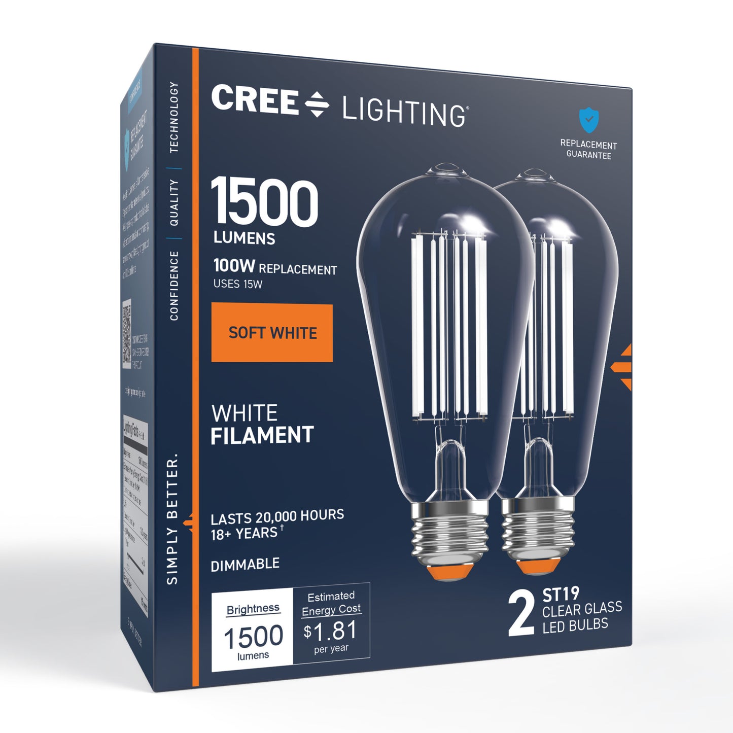 100W Replacement ST19 White Filament Soft White Medium E26 Base Dimmable LED Light Bulb (2-Pack)