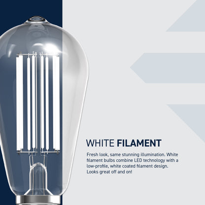 100W Replacement ST19 White Filament Soft White Medium E26 Base Dimmable LED Light Bulb (2-Pack)