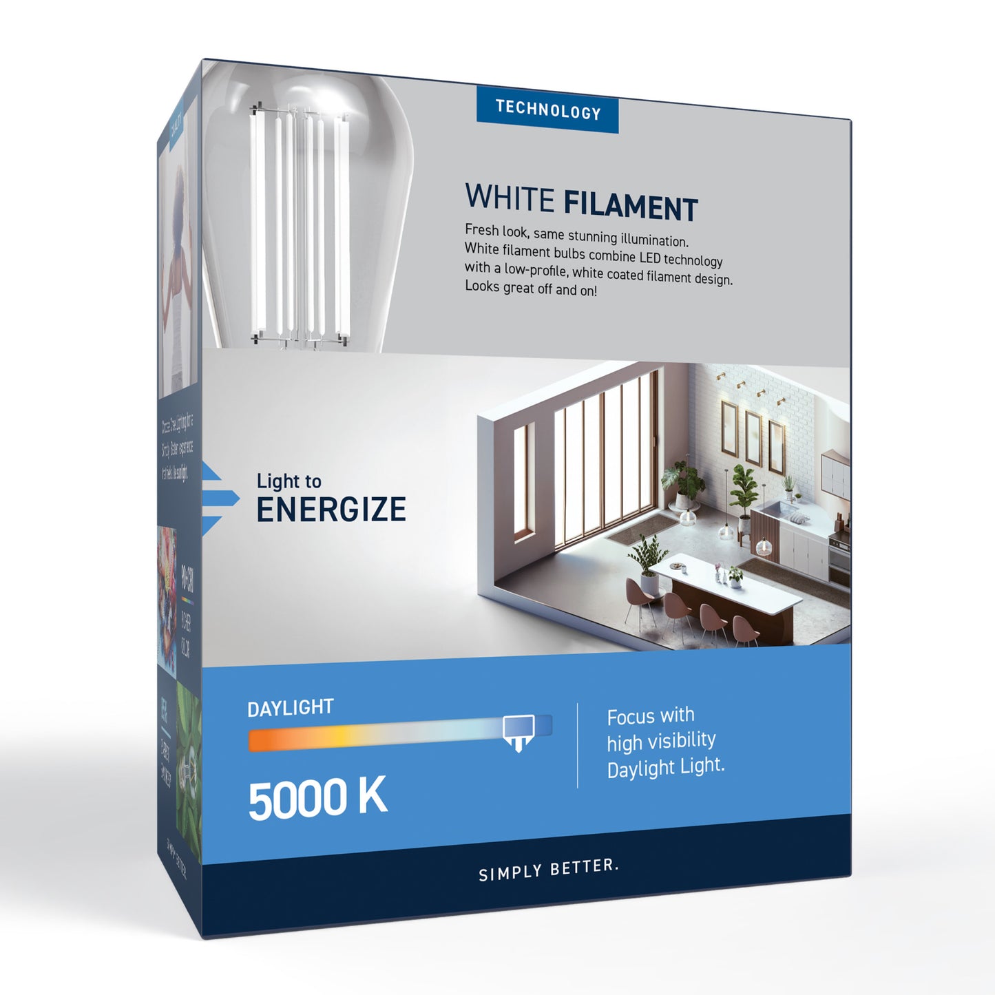 100W Replacement ST19 White Filament Daylight Medium E26 Base Dimmable LED Light Bulb (2-Pack)