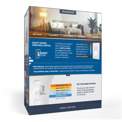 100W Replacement A19 5 Shades + Switch Mode Medium E26 Base White LED Light Bulb (4-Pack)