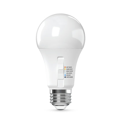 100W Replacement A19 5 Shades + Switch Mode Medium E26 Base White LED Light Bulb (4-Pack)