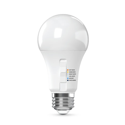 100W Replacement A19 5 Shades + Switch Mode Medium E26 Base White LED Light Bulb (4-Pack)
