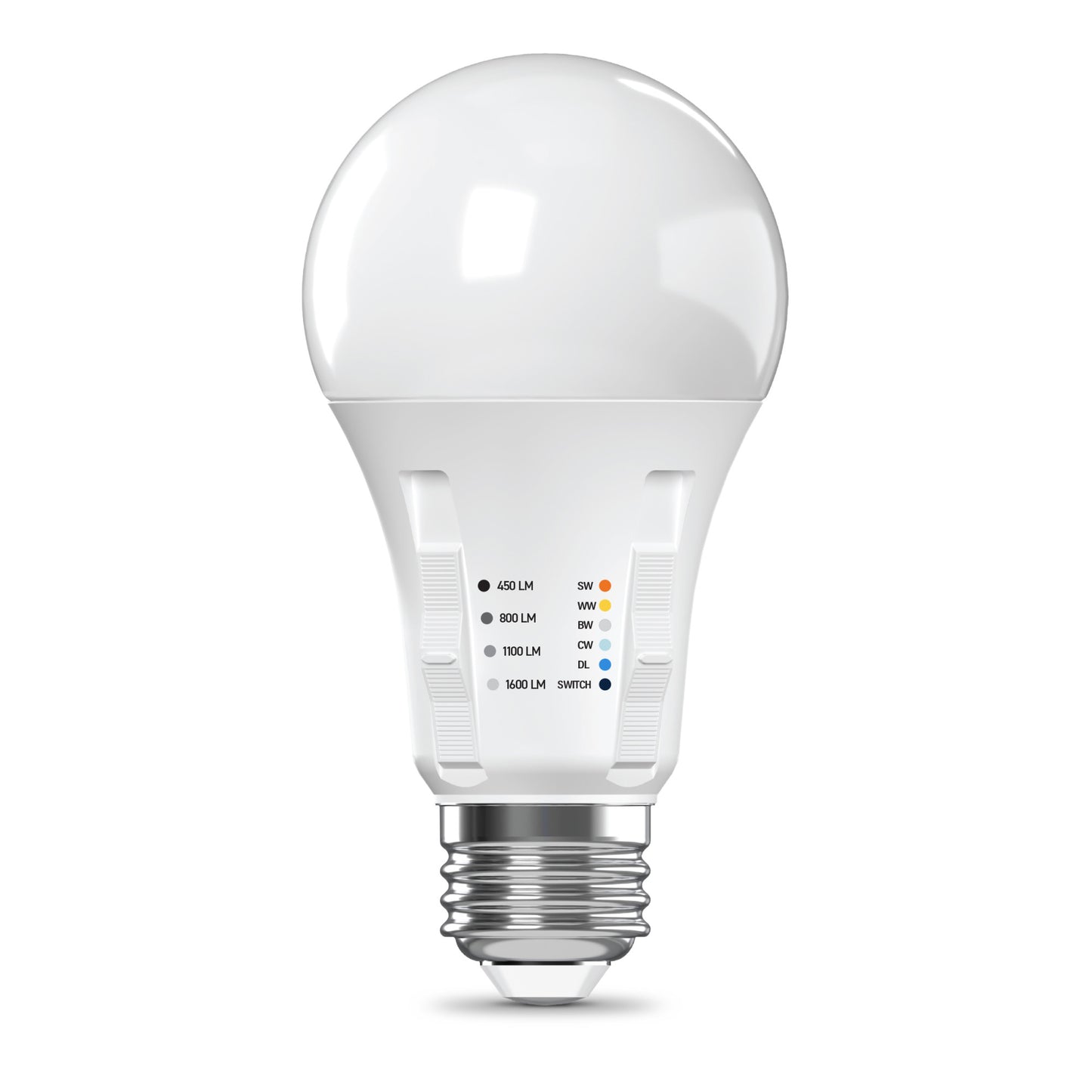 40/60/75/100W Replacement A19 Adjustable Brightness 5 Shades + Switch Mode Medium E26 Base Dimmable LED Light Bulb (4-Pack)