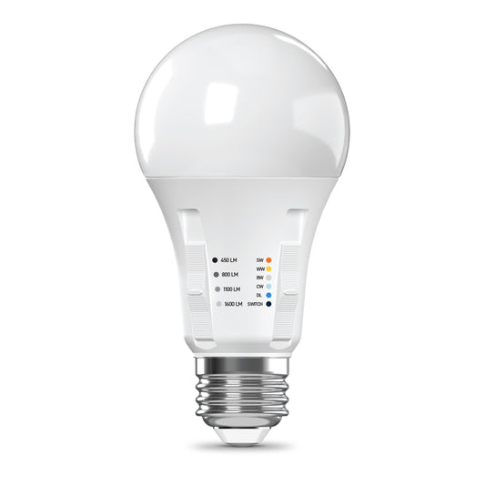 40/60/75/100W Replacement A19 Adjustable Brightness 5 Shades + Switch Mode Medium E26 Base Dimmable LED Light Bulb (4-Pack)