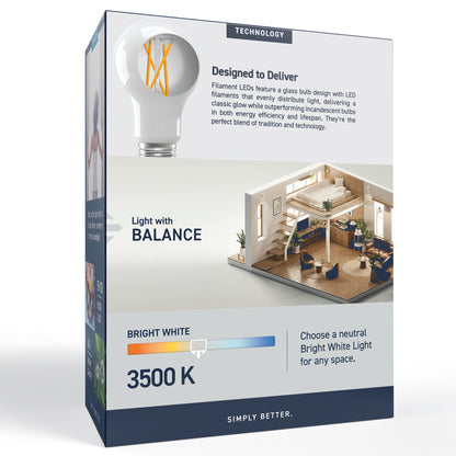 100W Replacement A19 Bright White Medium E26 Base Dimmable LED Light Bulb (4-Pack)