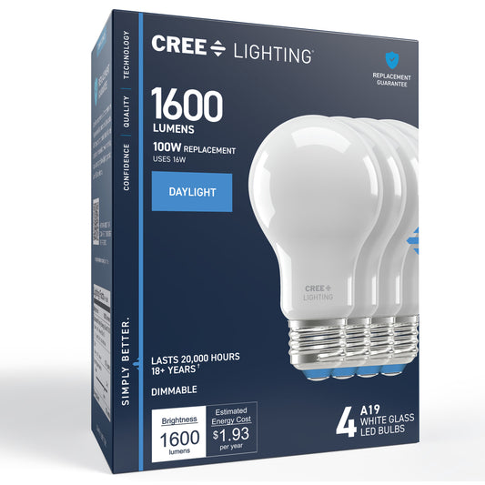 100W Replacement A19 Daylight Medium E26 Base Dimmable LED Light Bulb (4-Pack)