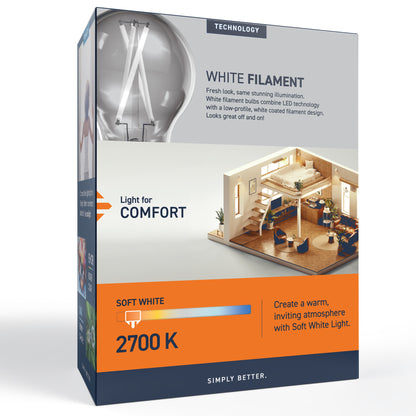 100W Replacement A19 White Filament Soft White Medium E26 Base Dimmable LED Light Bulb (4-Pack)