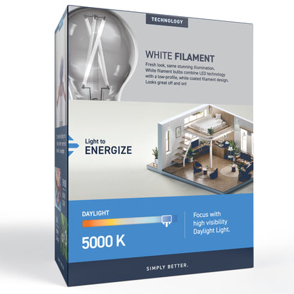 100W Replacement A19 White Filament Daylight Medium E26 Base Dimmable LED Light Bulb (4-Pack)