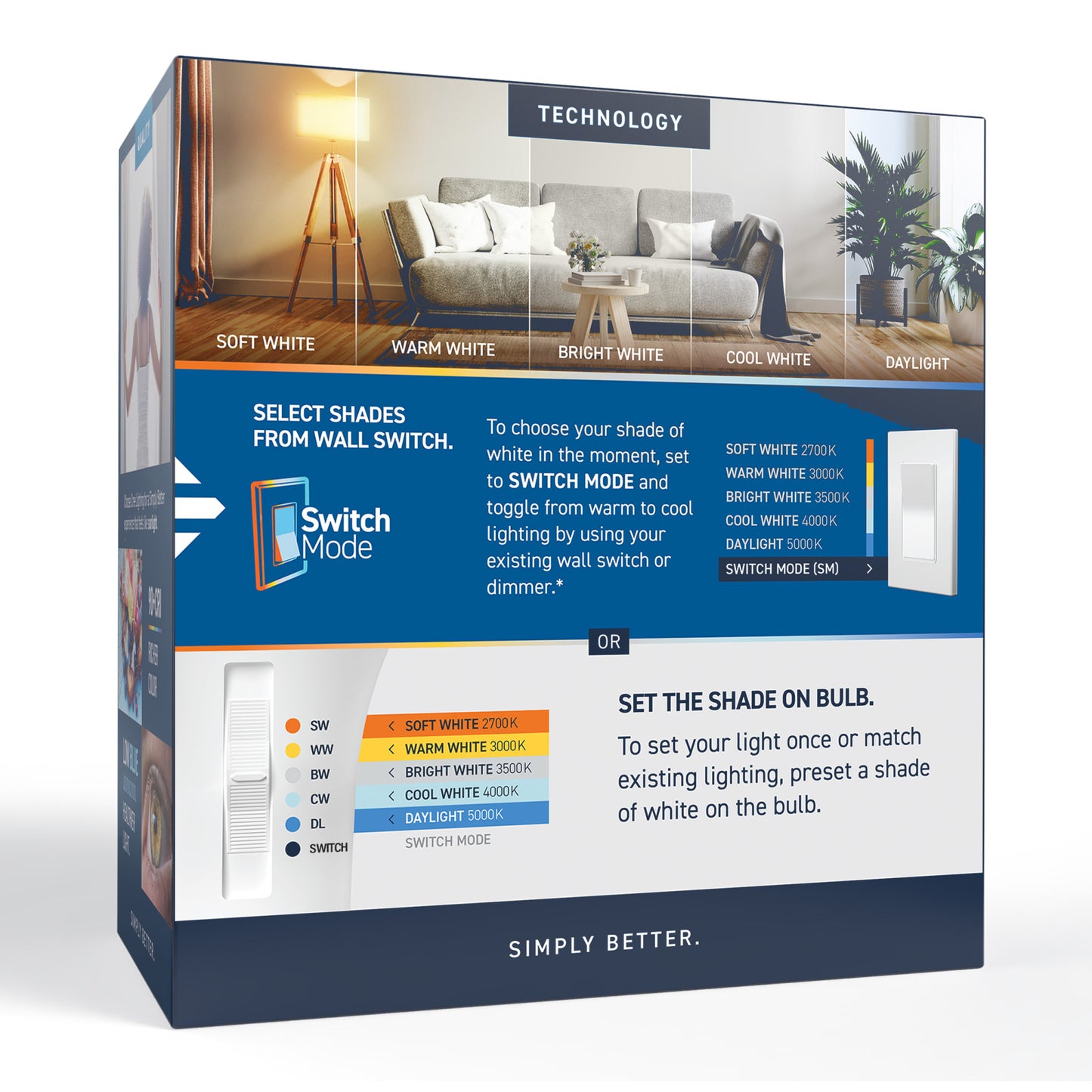 100W Replacement A19 5 Shades + Switch Mode Twist Lock GU24 Base Dimmable LED Light Bulb (2-Pack)