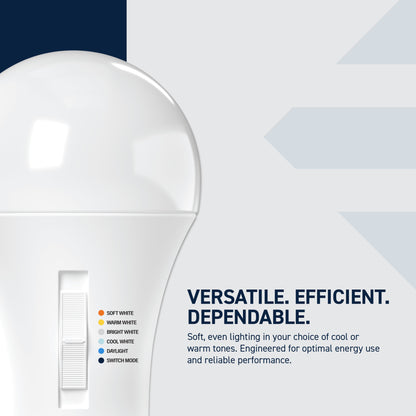 150W Replacement A21 Super Bright 5 Shades + Switch Mode Medium E26 Base Dimmable LED Light Bulb (2-Pack)