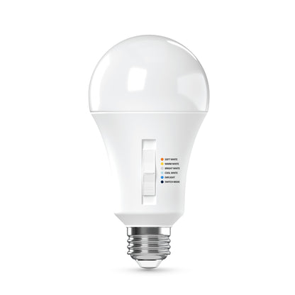 150W Replacement A21 Super Bright 5 Shades + Switch Mode Medium E26 Base Dimmable LED Light Bulb (2-Pack)