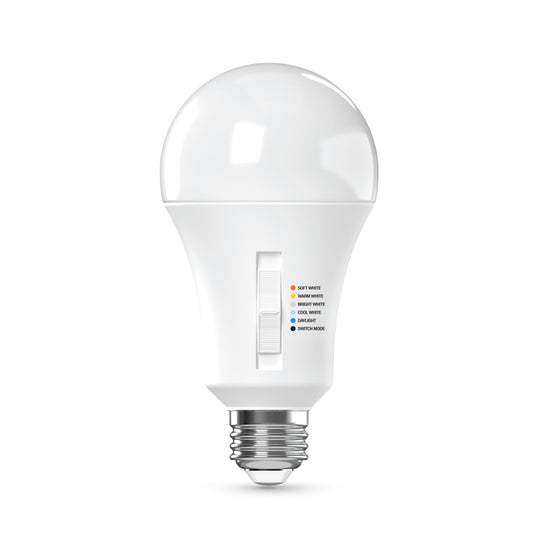 150W Replacement A21 Super Bright 5 Shades + Switch Mode Medium E26 Base Dimmable LED Light Bulb (2-Pack)