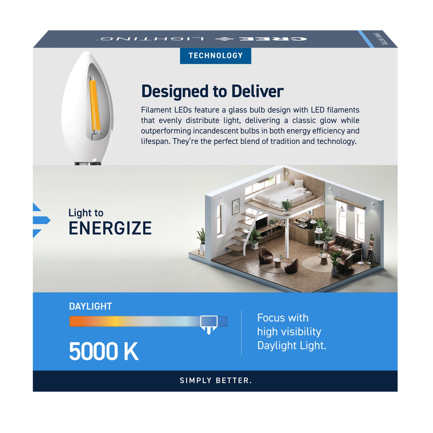 40W Replacement B10 Daylight Candelabra E12 Base Dimmable LED Light Bulb (3-Pack)