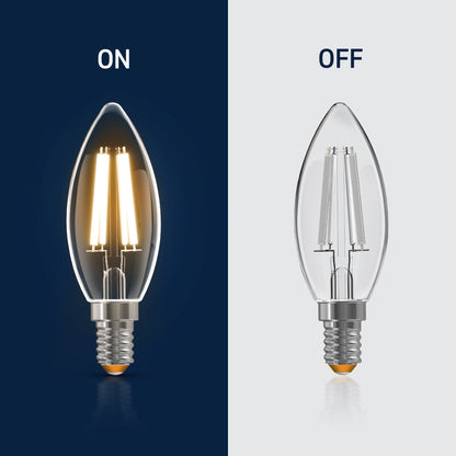40W Replacement B10 White Filament Soft White Candelabra E12 Base Dimmable LED Light Bulb (3-Pack)