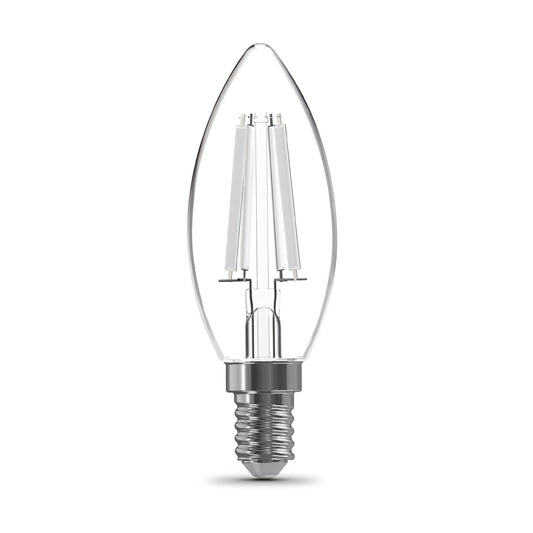 40W Replacement B10 White Filament Bright White Candelabra E12 Base Dimmable LED Light Bulb (3-Pack)