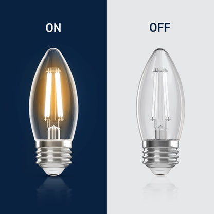 40W Replacement B10 White Filament Switchable White Medium E26 Base Dimmable LED Light Bulb (3-Pack)