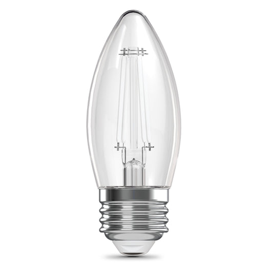 40W Replacement B10 White Filament Switchable White Medium E26 Base Dimmable LED Light Bulb (3-Pack)