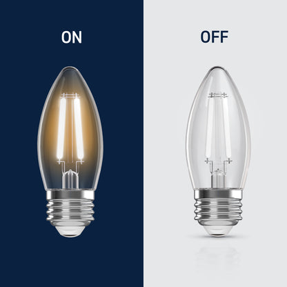 40W Replacement B10 White Filament Switchable White Medium E26 Base Dimmable LED Light Bulb (3-Pack)