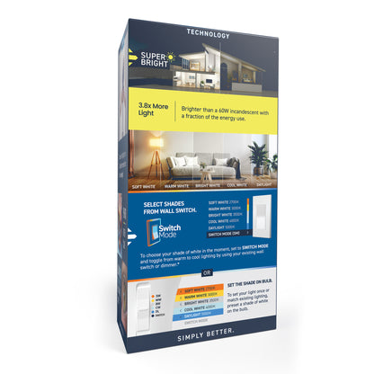 200W Replacement A21 Super Bright 5 Shades + Switch Mode Medium E26 Base Dimmable LED Light Bulb