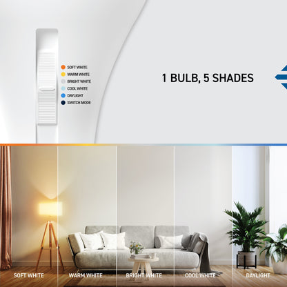 300W Replacement A23 Super Bright 5 Shades + Switch Mode Medium E26 Base Dimmable LED Light Bulb