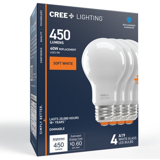 40W Replacement A19 Soft White Medium E26 Base Dimmable LED Light Bulb (4-Pack)