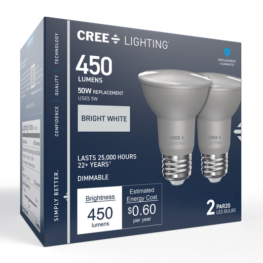 50W Replacement PAR20 Bright White Medium E26 Base Dimmable LED Light Bulb (2-Pack)