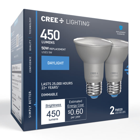 50W Replacement PAR20 Daylight Medium E26 Base Dimmable LED Light Bulb (2-Pack)