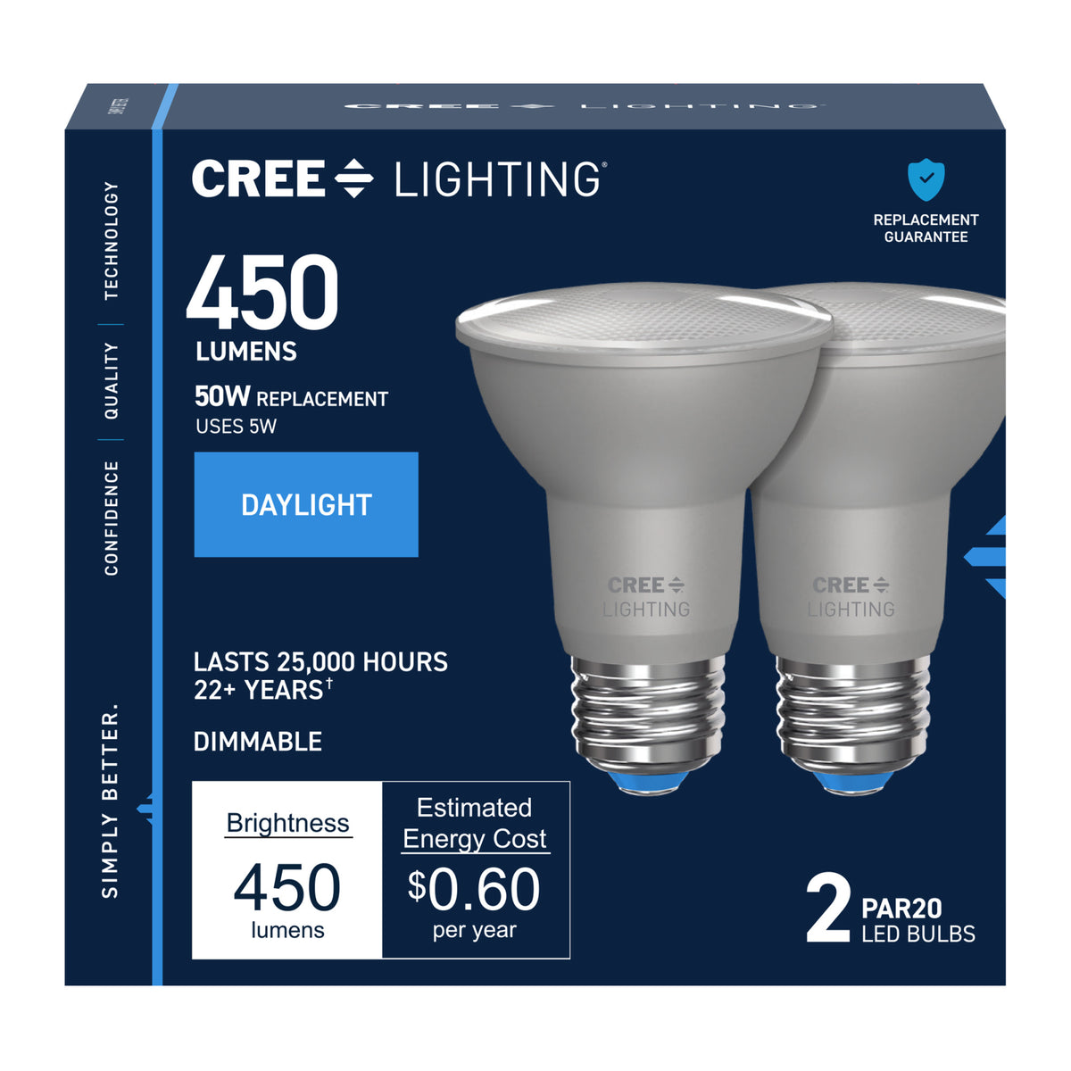 50W Replacement PAR20 Daylight Medium E26 Base Dimmable LED Light Bulb (2-Pack)