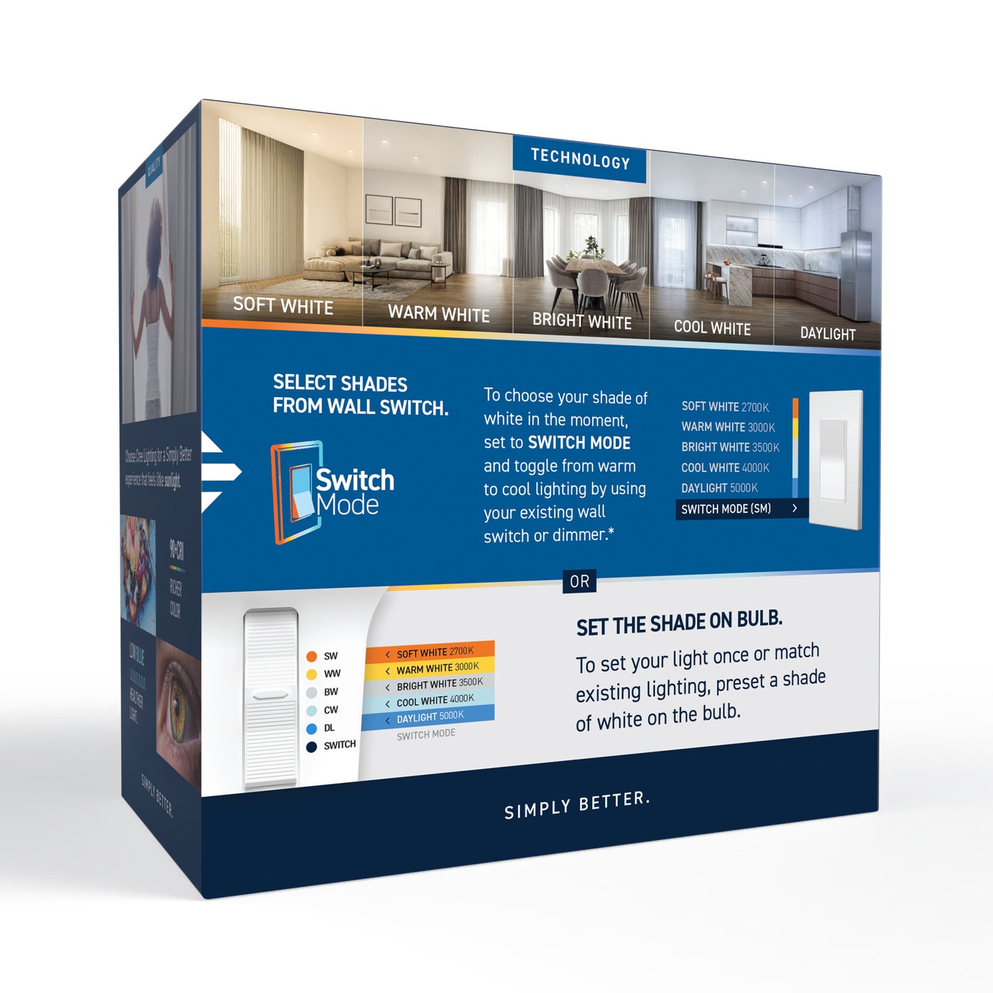 45W Replacement R20 5 Shades + Switch Mode Medium E26 Base Dimmable LED Light Bulb (2-Pack)