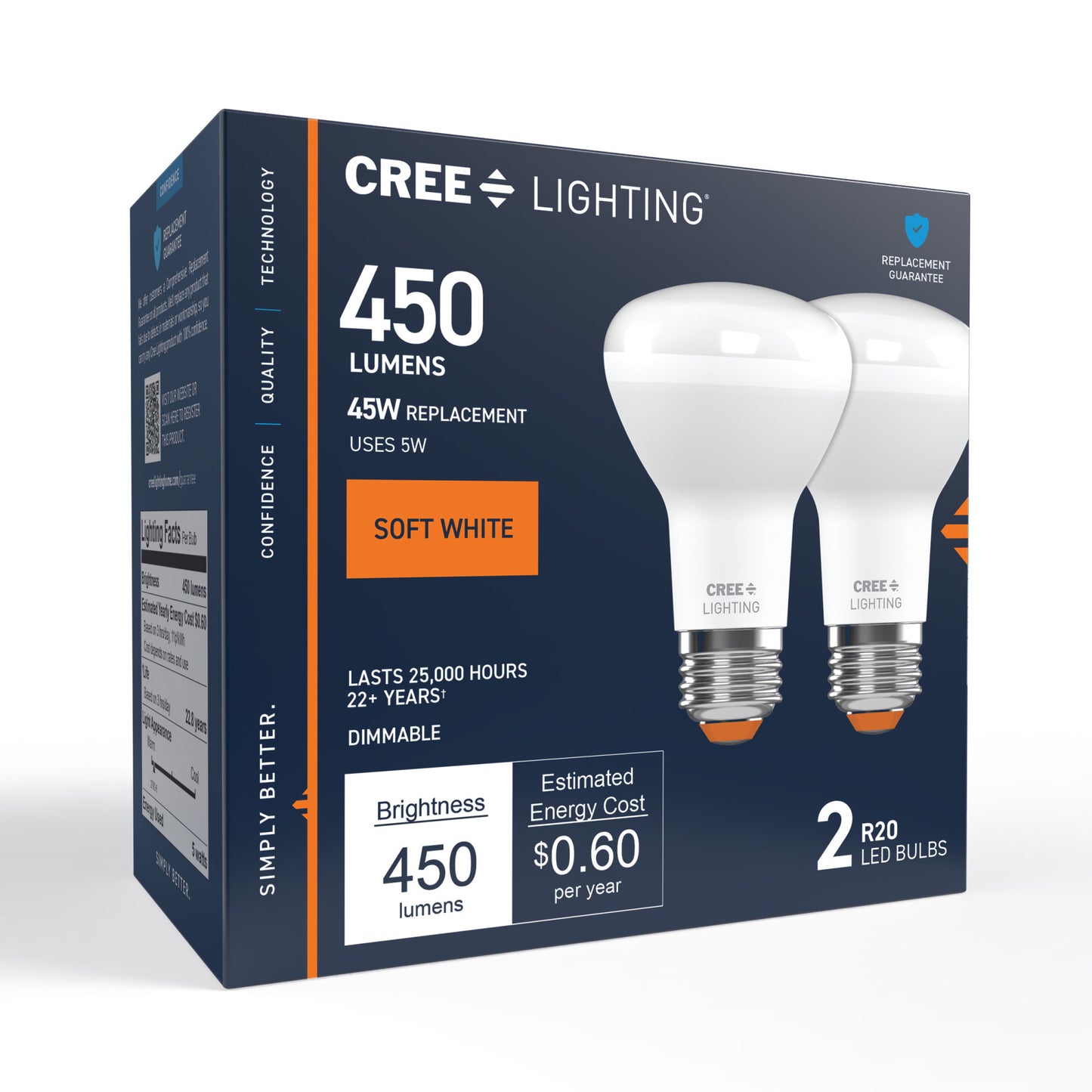 45W Replacement R20 Soft White Medium E26 Base Dimmable LED Light Bulb (2-Pack)