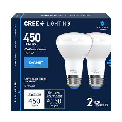 45W Replacement R20 Daylight Medium E26 Base Dimmable LED Light Bulb (2-Pack)
