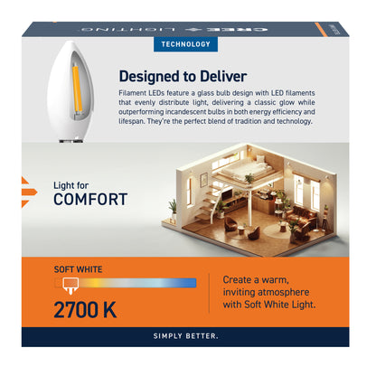 60W Replacement B10 Soft White Candelabra E12 Base Dimmable LED Light Bulb (3-Pack)