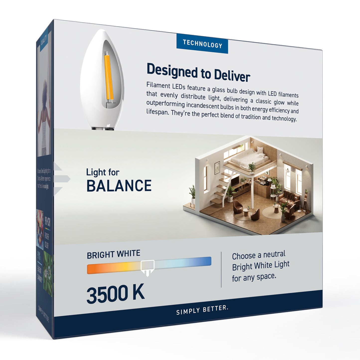 60W Replacement B10 Bright White Candelabra E12 Base Dimmable LED Light Bulb (3-Pack)