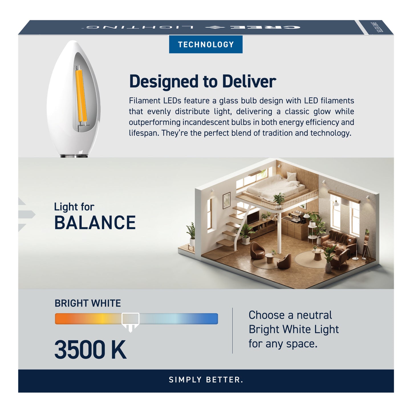 60W Replacement B10 Bright White Candelabra E12 Base Dimmable LED Light Bulb (3-Pack)