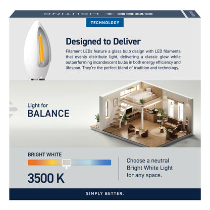 60W Replacement B10 Bright White Candelabra E12 Base Dimmable LED Light Bulb (3-Pack)