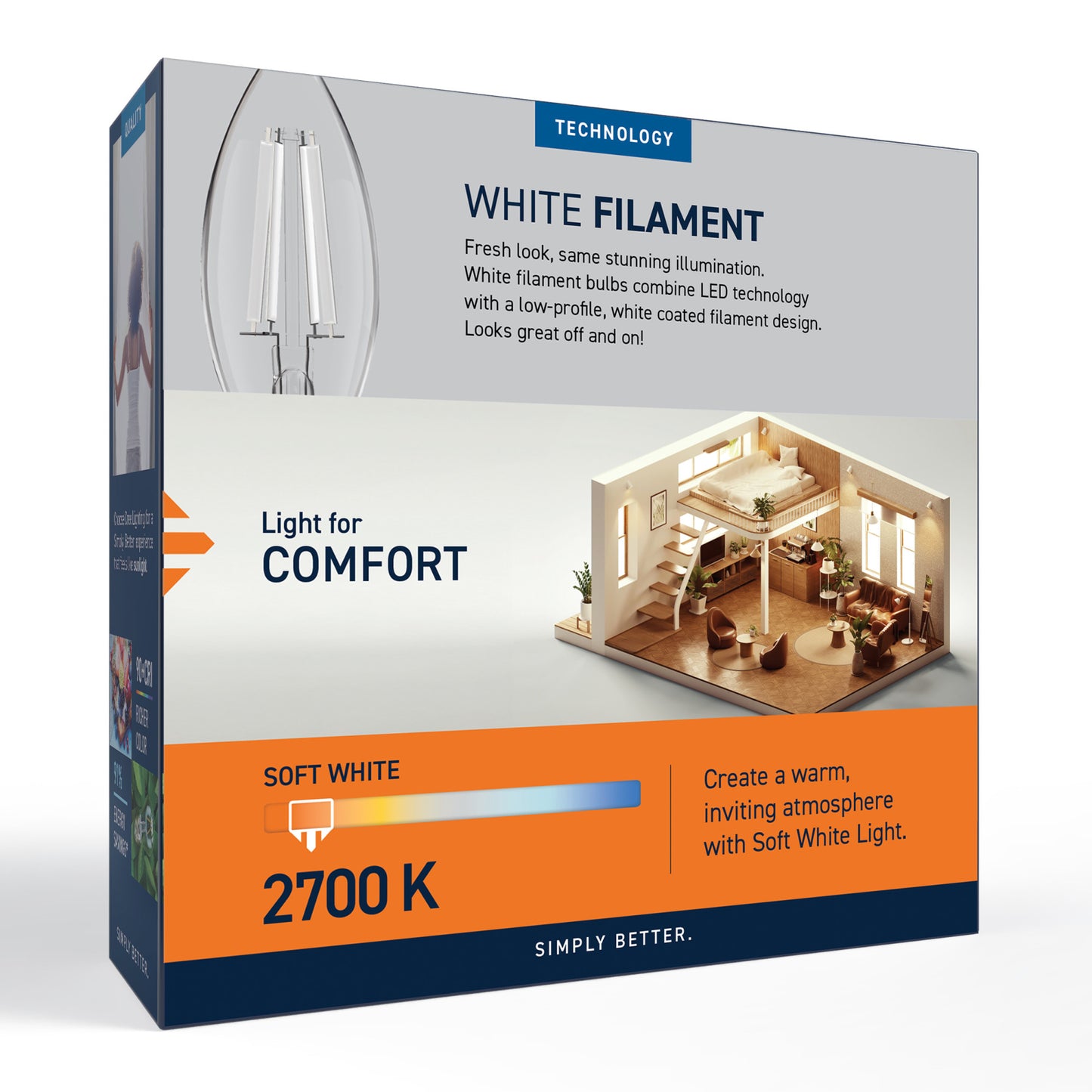 60W Replacement B10 White Filament Soft White Candelabra E12 Base Dimmable LED Light Bulb (3-Pack)